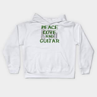 Peace love and guitar Kids Hoodie